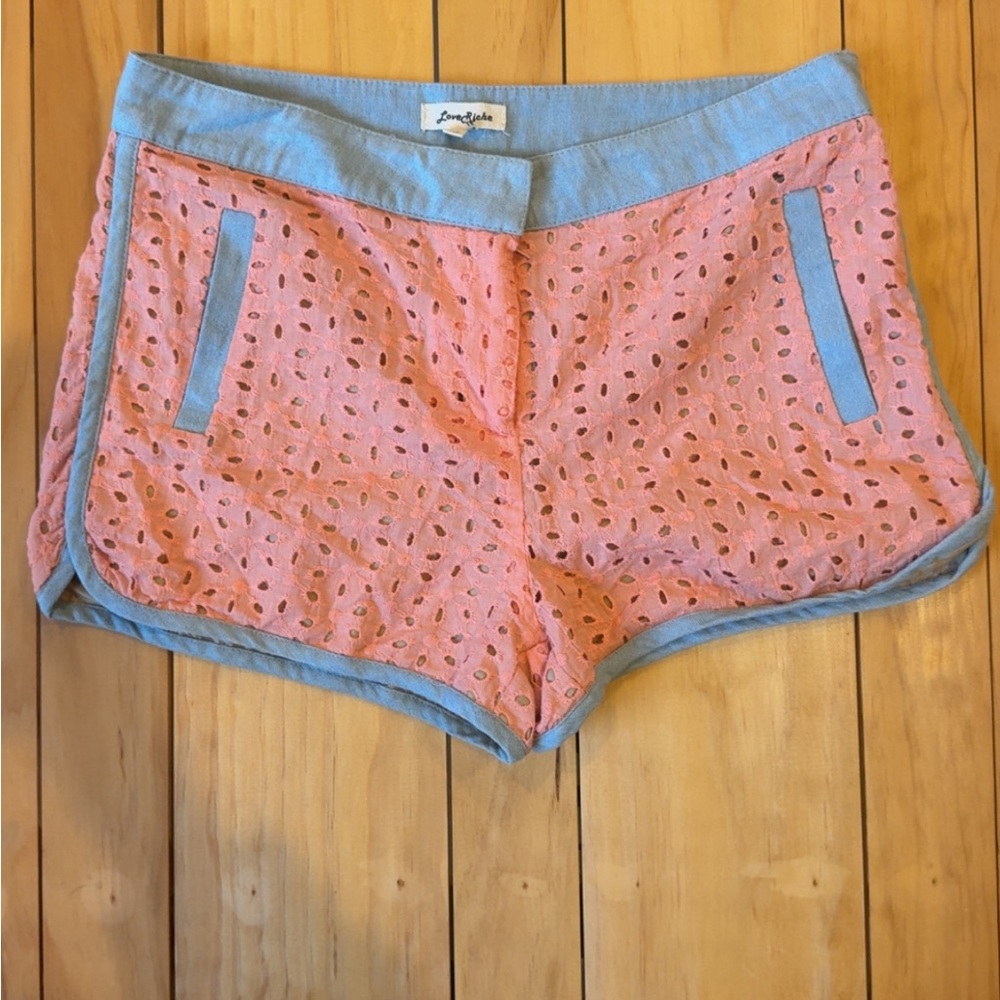 Pink and Blue Eyelet Athletic Shorts